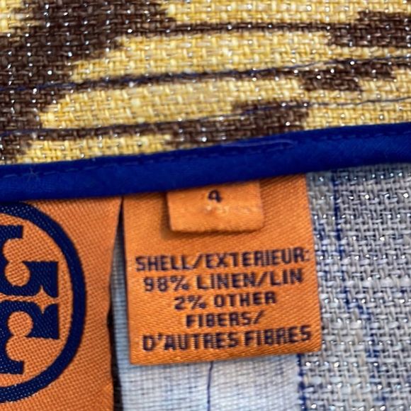 Tory Burch, gorgeous linen, blend skirt size 4. Tribal print with sparkles. - Picture 7 of 7
